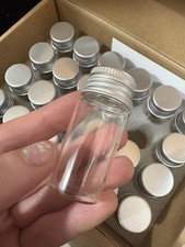 24 Sets 10ml Small Glass Vials with Aluminum Screw Caps Mini Bottles Clear USNew