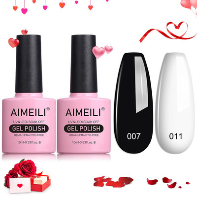 AIMEILI White and Black Gel Polish Klassische Nagellack Soak off UV LED Gel Nage