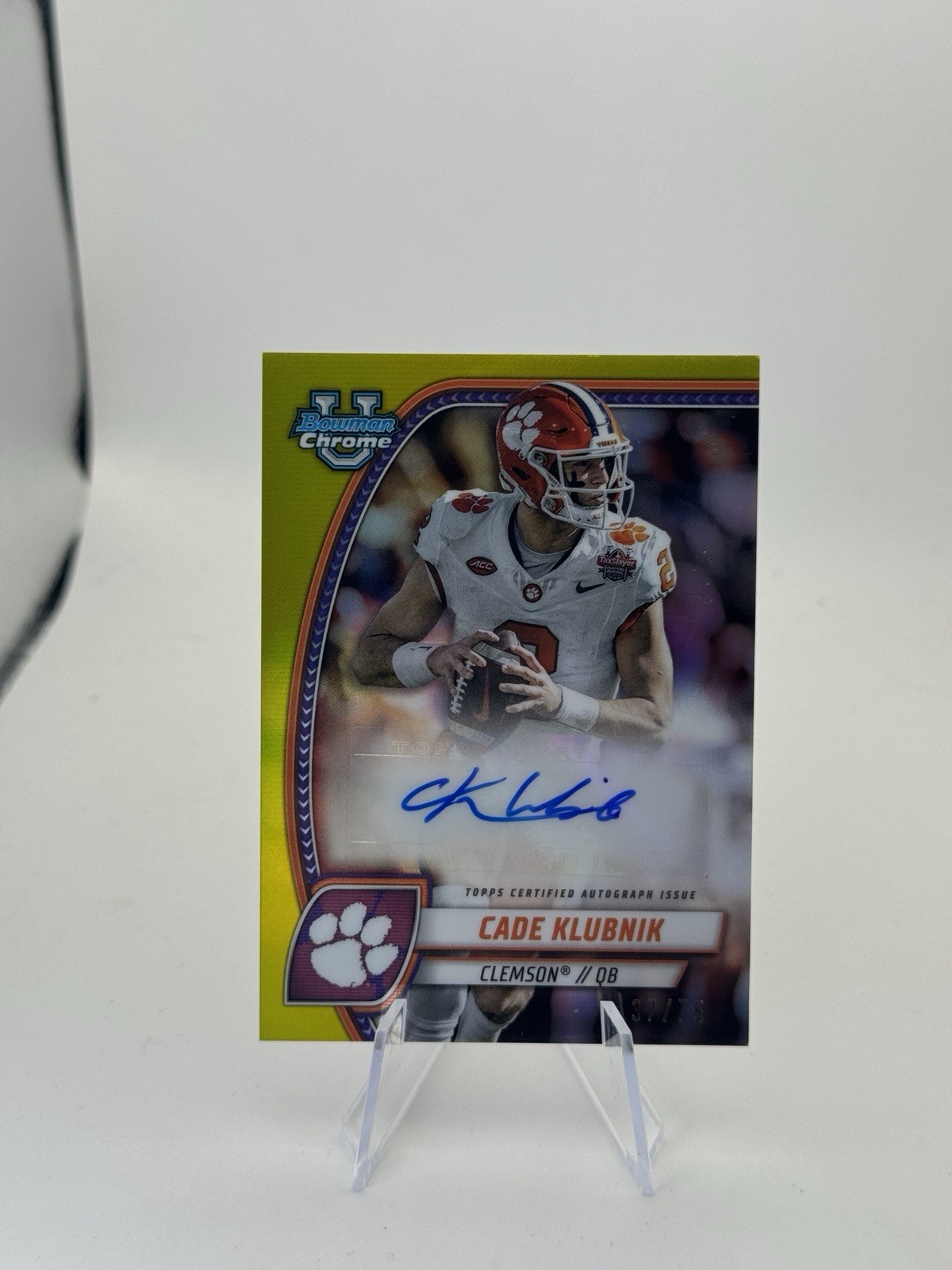 2024 Bowman Chrome U Cade Klubnik Prospect Auto Yellow Refractor #/75