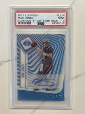 MAC JONES 2021 ILLUSIONS ILLUSIONISTS LIGHT BLUE AUTO RC #/25 PSA 9