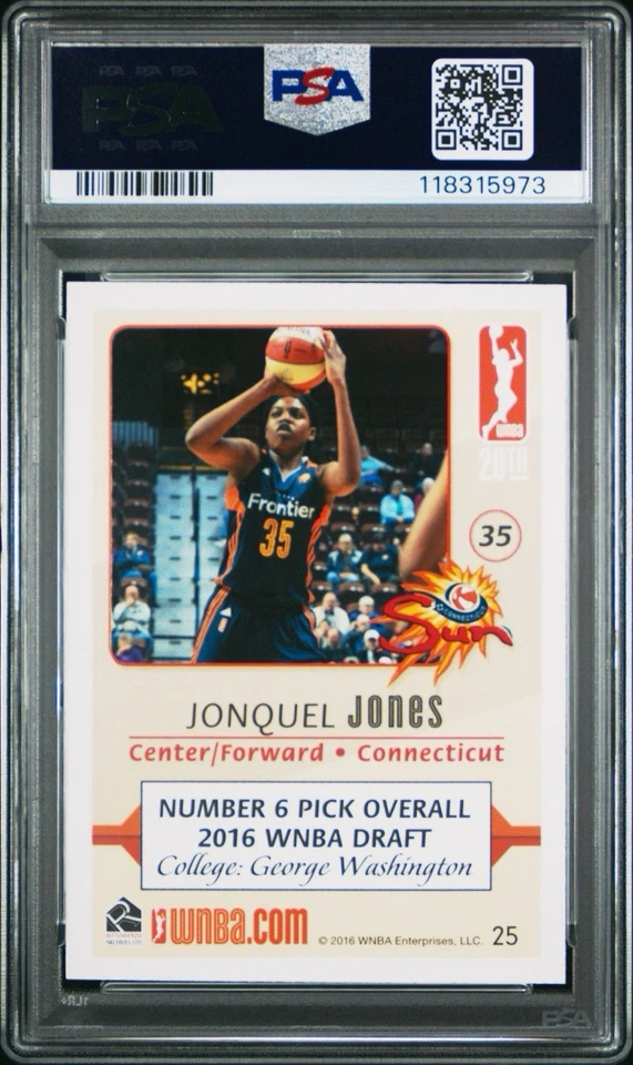 2016 Rittenhouse WNBA #25 Jonquel Jones Rookie RC #/500 PSA 9 MINT - Image 2 of 2