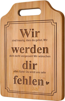 Abschiedsgeschenk Kollegen - Graviertes Bambus Schneidebrett, Abschiedsgeschenk