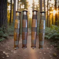 🟢 Four Spindles / Columns Salvaged Reclaimed Vintage Up Cycle Repurpose Project