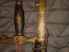 ORNATE MASONIC KNIGHTS TEMPLAR CEREMONIAL SWORD C.Cassamatis ENGRAVED