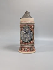 Adolf Diesinger Antique Beer Stein Gnome Adjusting Clock no. 654 Germany .5L