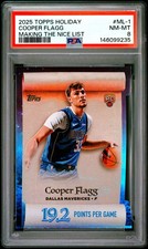 2025 TOPPS HOLIDAY MAKING THE NICE LIST #ML-1 COOPER FLAGG ROOKIE RC PSA 8