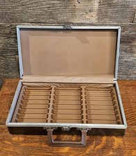 Vintage Retro 24 Cassette Tape Carrying Case Faux Leather Briefcase
