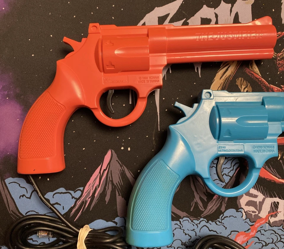 Lethal Enforcers Blue & Pink Gun Controllers Justifier for Sega Genesis TESTED - Image 2 of 4