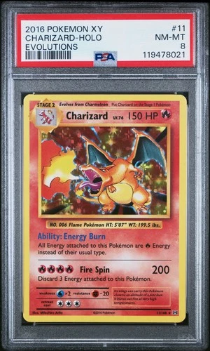 2016 Pokemon XY Evolutions Charizard-Holo #11 NM-MT PSA 8 Evolutions Holo Rare