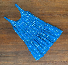 100% Silk Blue Tiered Mini Swing Dress Size S Yellow Is Gold Urban Outfitters