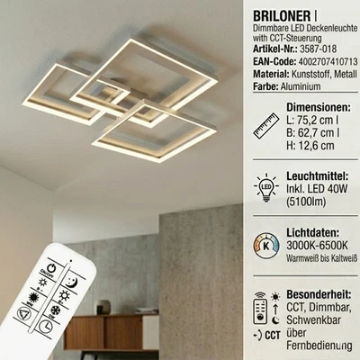 Briloner Deckenleuchte LED 40W Deckenlampe CCT Dimmbar Fernbedienung Schwenkbar  - Bild 1 von 4