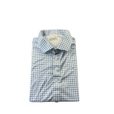 Collars  Co. White Blue Navy Checked Dress Collar Men  s Polo Size Large NWOT