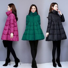 Femme Doudoune Manteau Évasé Plissé Rembourré Veste Manteau Chaud Pull Haut