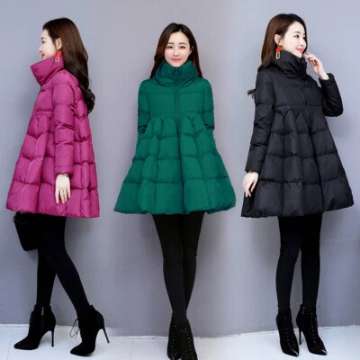 Femme Doudoune Manteau Évasé Plissé Rembourré Veste Manteau Chaud Pull Haut - Photo 1/4