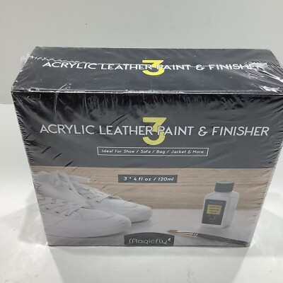 White Leather Paint Set, Magicfly White and Glow Green Acrylic Leather Shoes New