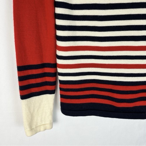 Uniqlo Ines De La Fressange Women's Blue Cream & Red Striped Fitted Knit Sweater - Picture 2 of 4