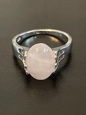 Rose Quartz S925 Silver Plated Gemstone Women Statement Ring