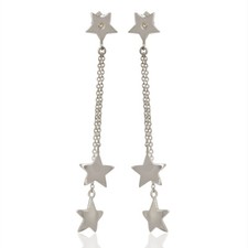White Topaz 925 Silver Gemstone Star Design Chain Earrings Women's Jewelry