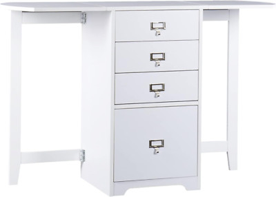 Convertible Fold-Out Organizer Craft Desk - Stylish White Design