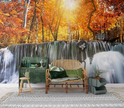 3D Forest Waterfall Wallpaper Wall Mural Removable Self-adhesive 204 ...