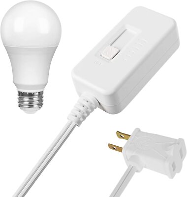 DEWENWILS Plug Dimmer Switch With Warm White Dimmable LED Light Bulb 6.6 ft Cord