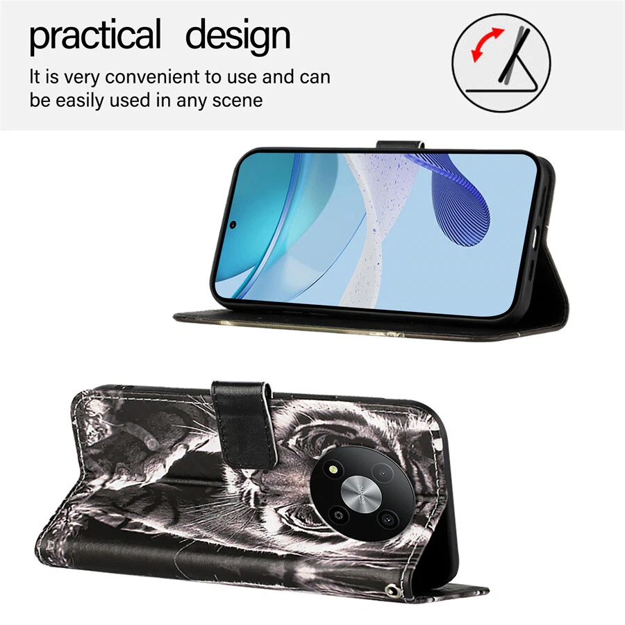 For ZTE Blade A75 A73 A52 V70 Painted PU Leather Wallet Case Phone Case Cover - Image 3 of 4