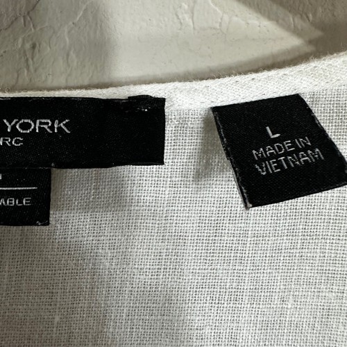 Marc New York Damen Top weiß 100% Leinen V-Ausschnitt Flatterärmel Bluse Gr. L - Bild 6 von 6