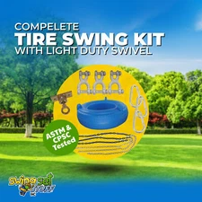 SWING SET STUFF INC. COMPLETE TIRE SWING KIT WITH LIGHT DUTY TIRE SWIVEL (BLUE)
