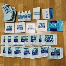 Vtg Dryel LOT bags, dryer cloths, stain remover, absorbent pads 1997 Bundle