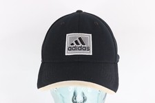 Vintage Distressed Adidas Spell Out Box Logo Adjustable Strapback Hat Cap Black