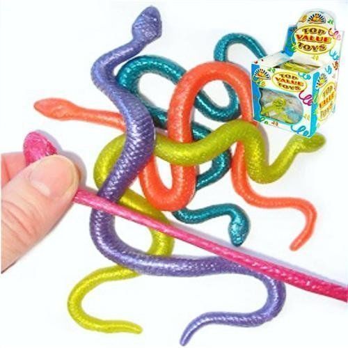 12 x Stretchy Snakes Rubber Snakes Toys Decoration Favors Party Bag