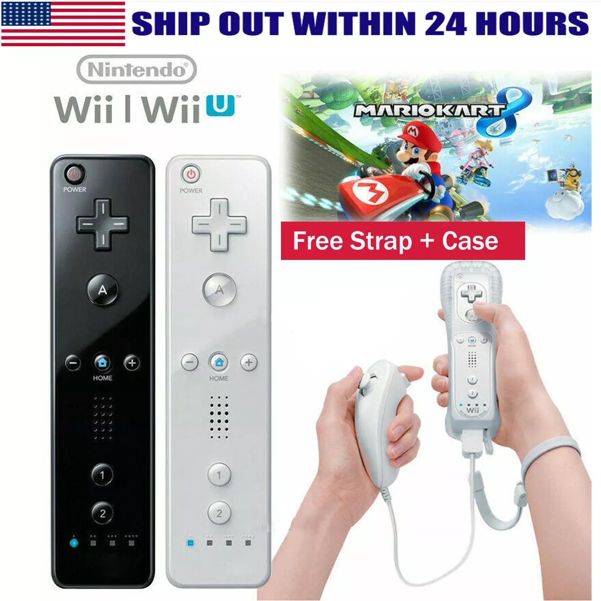 Wii Remote with Wii Motion Plus Inside | Shock Wii Nunchuk Controller |  Compatible Nintendo Wii, Wii U