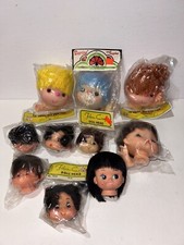 Lot Vintage Mitzy Doll Heads Hands Yarn Hair Fibre Craft Darice Lot Of 10 Heads