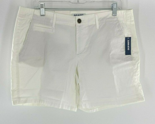 Old Navy Women 16 Shorts Mid Rise Stretch White Flat Front 5" Inseam Everyday