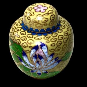 Jolie Potiche Ancienne Peinte Main – Motifs Fleurs Et Oiseau
