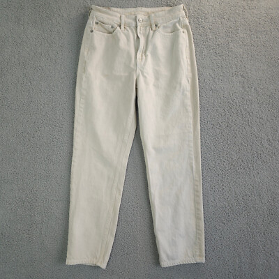 American Eagle Jeans Womens 4 Beige Mom Straight Leg Cotton Denim High Rise FLAW