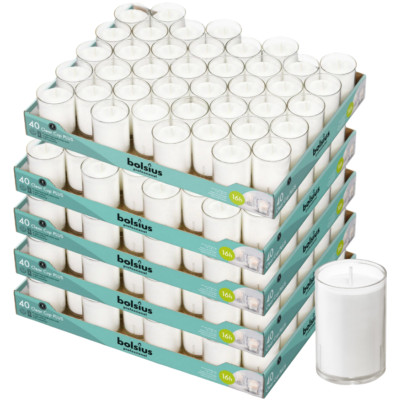 200 Bolsius Refill Nachfüller Kerzen Acryl Cup 49x42mm Relight Nachfüller 5x40er