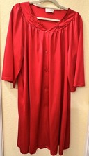 Vintage Shadowline Long Nylon Robe-Red- Size 1X- Embroidery-3/4 Sleeves USA Made