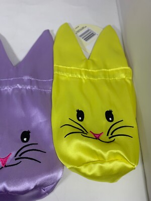 4 empty 10'' Easter candy gift sacks yellow pink white purple