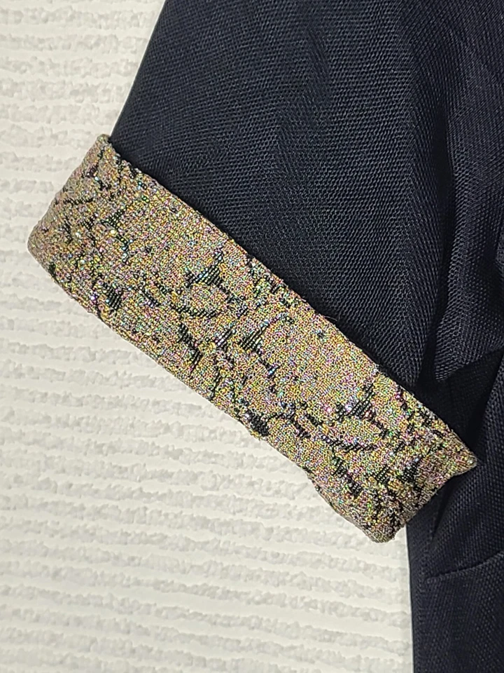 Vestido De Colección Años 60 Arco Iris Lurex Negro Cuello Redondo S M Metal Cremallera Gabardina Retro Pinup Foto 4 de 4