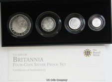 2010 Britannia Fine Silver Proof Four Coin Collection Boxed & Certificate