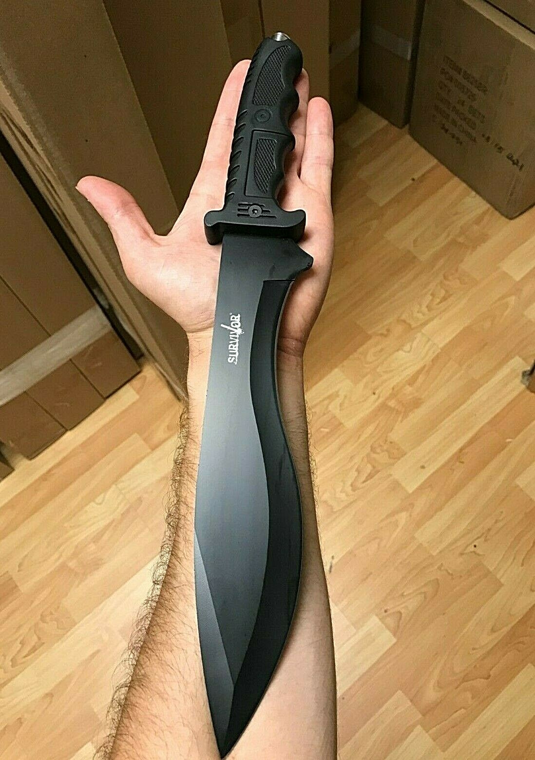 15" SURVIVOR TACTICAL HUNTING MACHETE SURVIVAL KNIFE w/ SHEATH Fixed