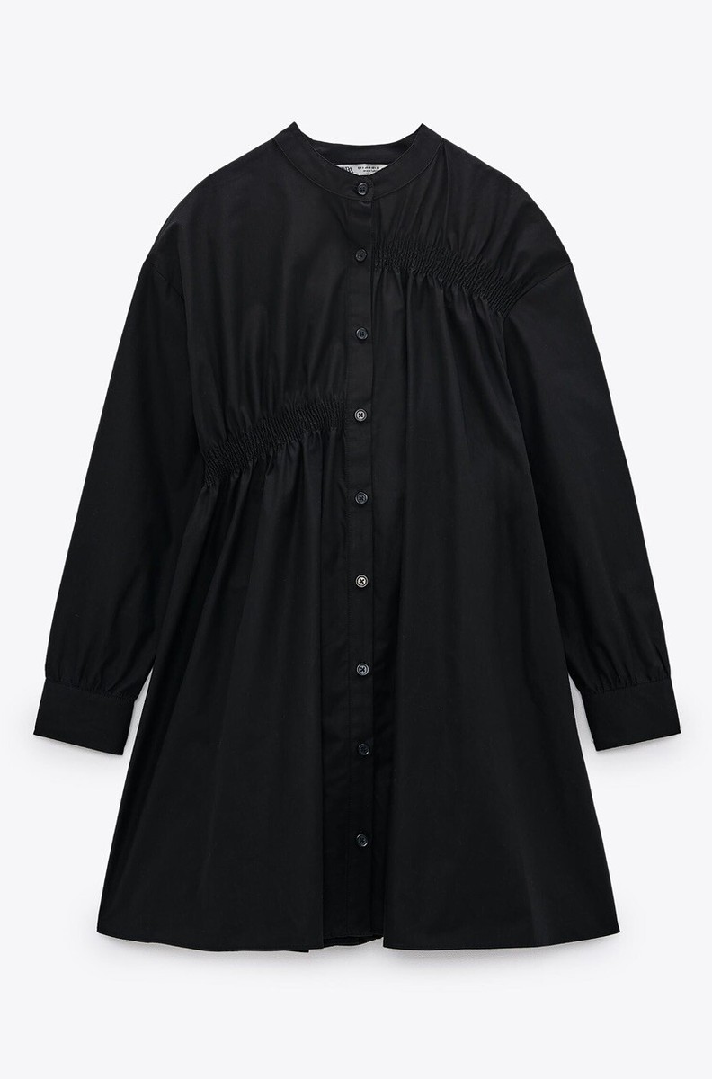 zara asymmetric poplin dress black ZARA Asymmetrical Poplin Dress