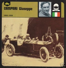 GIUSEPPE CAMPARI 1892-1933 Italian Car Racing 1978 CARD