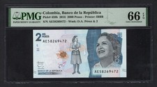 Colombia 2000 Pesos 2016 P458b Uncirculated Grade 66