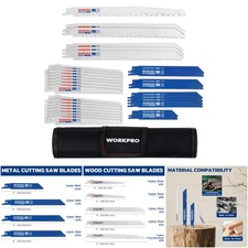 32-Piece Reciprocating Saw Blade Set Metal Woodcutting Organizer Pouch