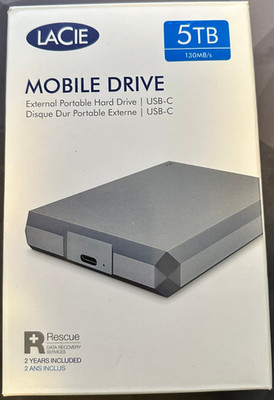 LaCie Mobile Drive 5 TB External Portable USB-C Hard Drive (STHG50000402)