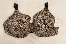Auden Women's Superstar Lightly Lined Adjustable T Shirt Bra Leopard 46DD NWT 