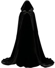 Wizard Robe Velvet Hooded Witch Cloak Unisex Medieval Renaissance Hood Cape H...