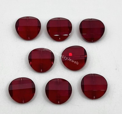 8pc Swarovski Crystal Siam (Red) 12mm Pagoda 5107 Beads; Vintage! Rare!